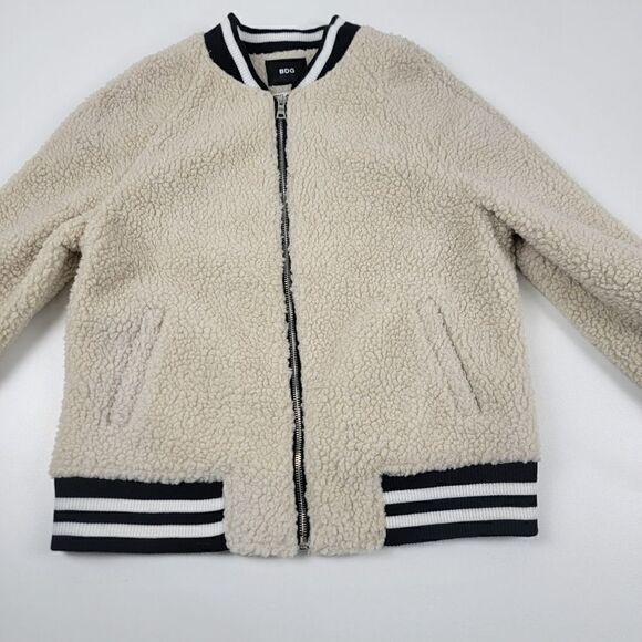 Urban Outfitters BDG Sherpa Bomber Full Zip Jacket Womens sz S-P Cream BlCk - Picture 11 of 11